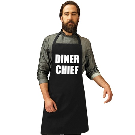 Diner chief keukenschort zwart heren  - Action products