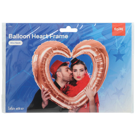 Photo Frame - heart - rose gold - 80 x 70 cm - inflatable foil balloon - photo prop