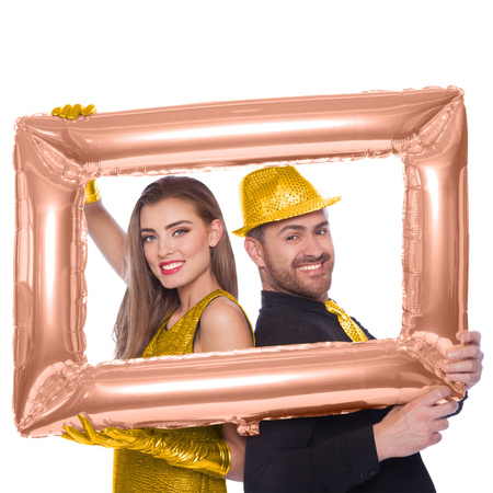 Photo Frame - rectangle - rose gold - 85 x 60 cm - inflatable foil balloon - photo prop