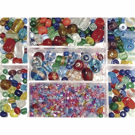 Colored glass beads in storage box 115 gram