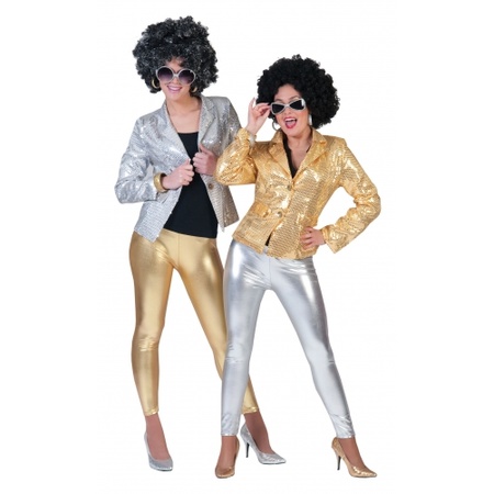 Gouden glitter leggings voor dames - S/M