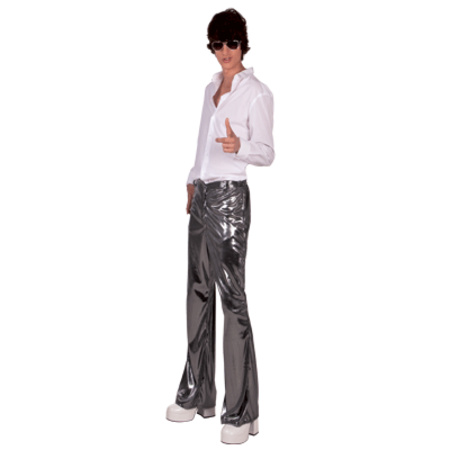 Carnavalskostuum Glimmende zilveren disco broek