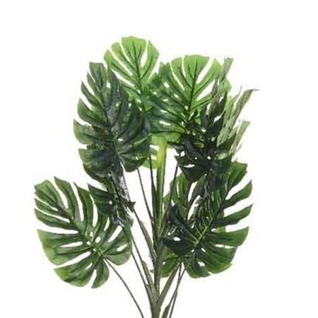 Groene Monstera/gatenplant kunstplant 80 cm in zwarte pot