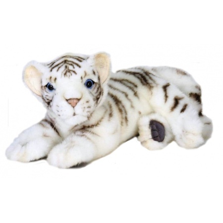 Liggende witte decoratie tijger welp 26 cm