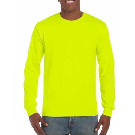 stopverf Snikken afvoer Herenkleding Heren t-shirt lange mouw lichtgevend geel - Primodo warenhuis