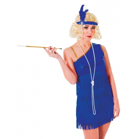 Carnavalskostuum jaren 20 glamour jurk blauw