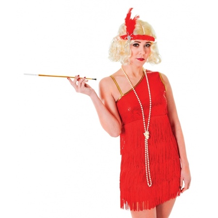 Carnavalskostuum jaren 20 glamour jurk rood
