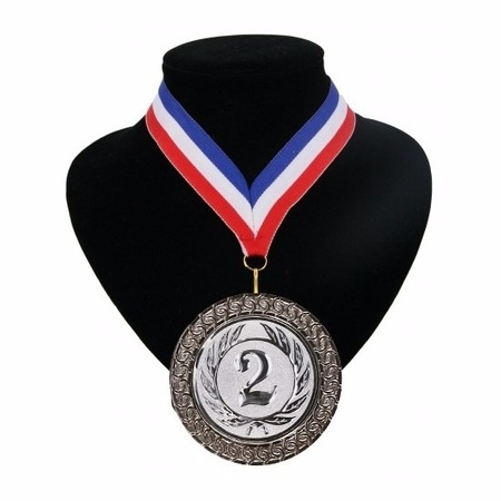 Nr. 2 medal on a red white blue ribbon