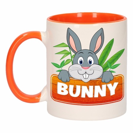 Kinder konijnen mok / beker Bunny oranje / wit 300 ml  - Action products