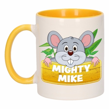 Kinder muizen mok / beker Mighty Mike geel / wit 300 ml  - Action products