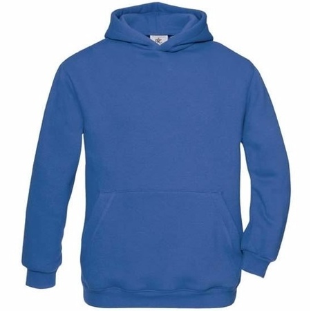 Kobaltblauwe katoenmix sweater met capuchon voor j