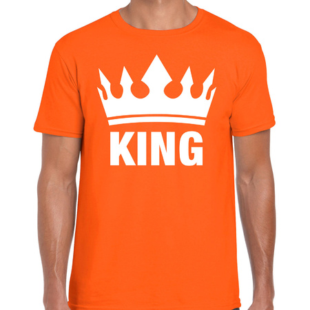 Koningsdag t-shirt voor heren - King - oranje - feestkleding