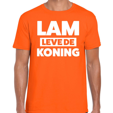 Lam leve de koning t-shirt oranje voor heren - Koningsdag shirts