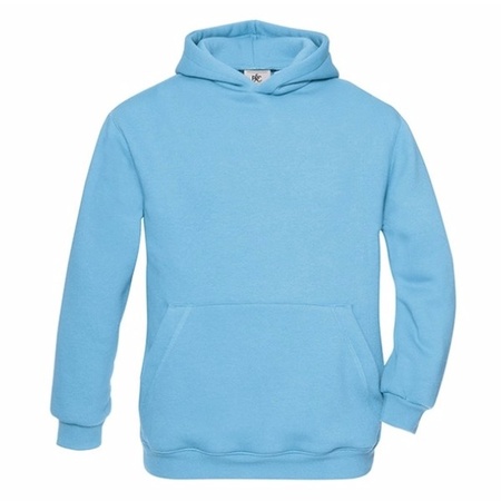 Light blue cotton blend sweater with hood for boys
