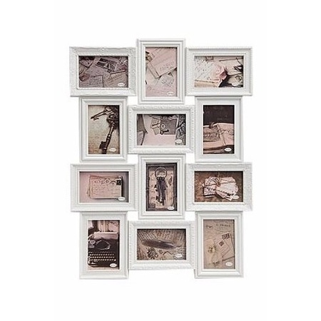 Goed opgeleid goochelaar accessoires Multi fotolijst barok wit 12 fotos - Action products - Primodo warenhuis