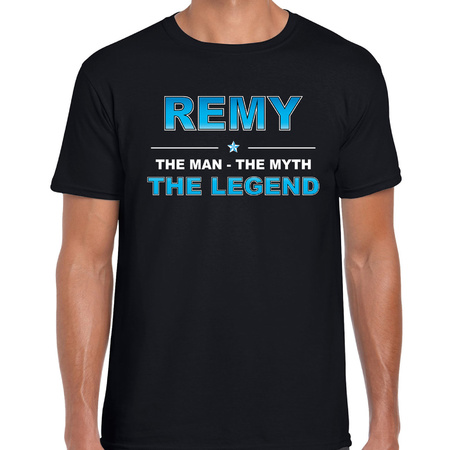 Naam cadeau t-shirt Remy - the legend zwart voor heren