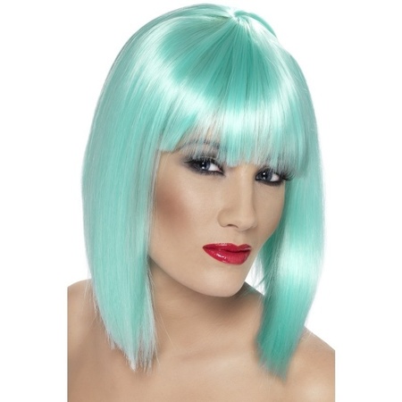 Neon mint green wig for women