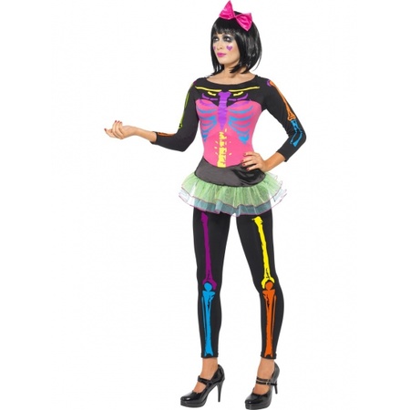 Carnavalskostuum Neon skelet kostuum vrouwen