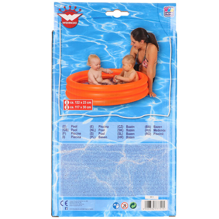 Oranje opblaasbaar zwembad 122 x 23 cm speelgoed - Rond zwembadje - Pierenbadje - Buitenspeelgoed voor kinderen - Action products