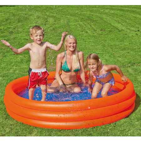 Oranje opblaasbaar zwembad 157 x 28 cm speelgoed - Rond zwembadje - Pierenbadje - Buitenspeelgoed voor kinderen - Action products