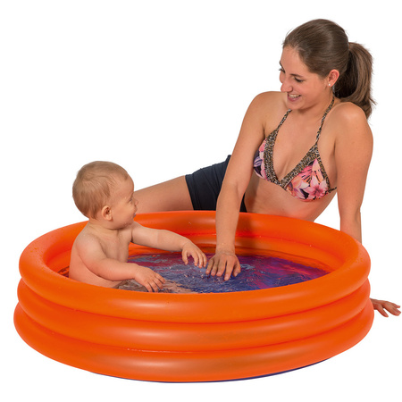 Oranje opblaasbaar zwembad baby badje 100 x 23 cm speelgoed - Rond zwembadje - Babybadje - Douchecabine badje - Pierenbadje - Buitenspeelgoed voor kinderen - Action products