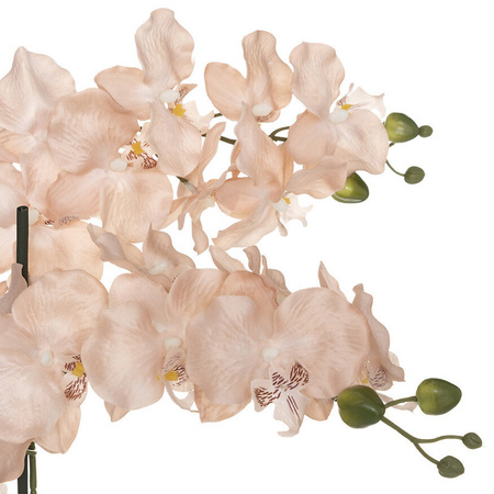 Orchidee bloemen kunstplant in zilveren bloempot - roze bloemen - H57 cm