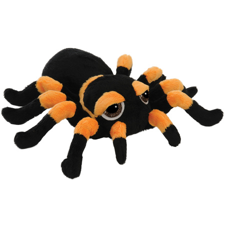 Pluche knuffel spin - tarantula - zwart/oranje - 33 cm - speelgoed