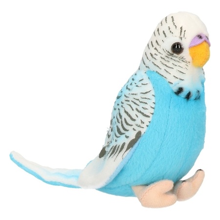 Pluche knuffel vogel Parkiet blauw 11 cm