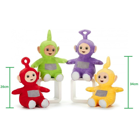 Set of 2x plush Teletubbies cuddle toys/dolls Dipsy and Po 34 cm