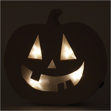 Pompoen Halloween decoratie met licht 22 cm
