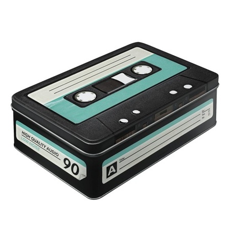 Retro cassette bewaarblik 23 cm  - Action products