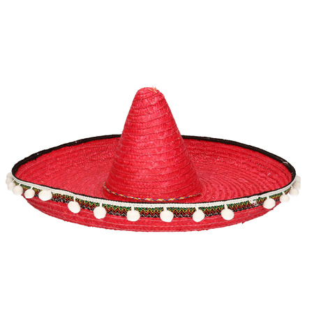 Red Mexican carnaval sombrero hat 60 cm for adults