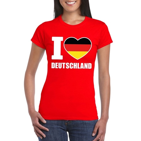 Rood I love Duitsland fan shirt dames