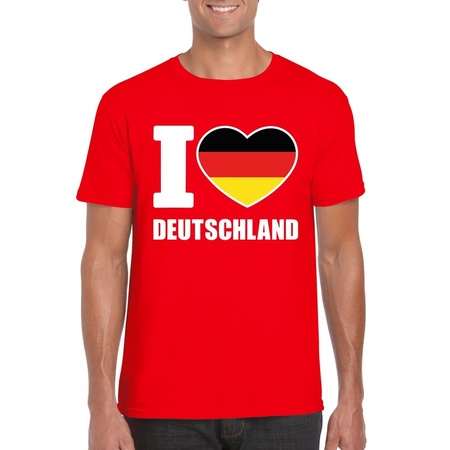 Rood I love Duitsland fan shirt heren