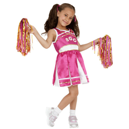 Carnavalskostuum Roze cheerleader meisjes kostuum