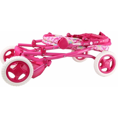Roze poppen wandelwagen met bloemen - Action products