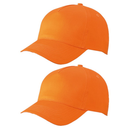Set van 12x stuks 5-panel baseball petjes /caps in de kleur oranje