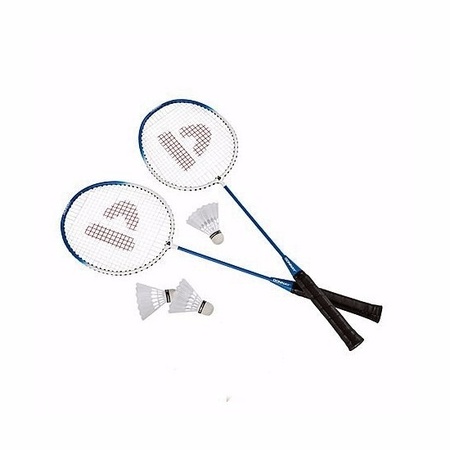 Blauwe badmintonrackets met shuttels - Action products