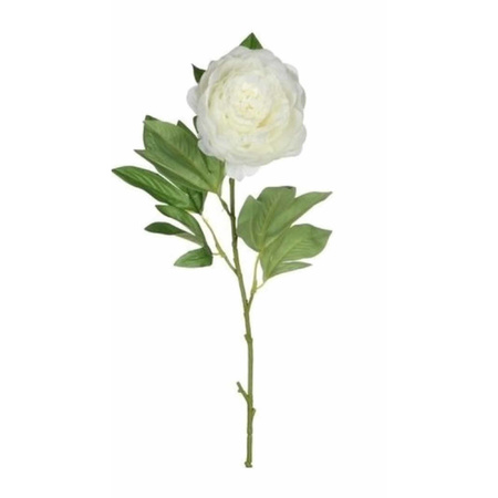 Set of 4x pieces creme white  peony roses artificial flowers 76 cm
