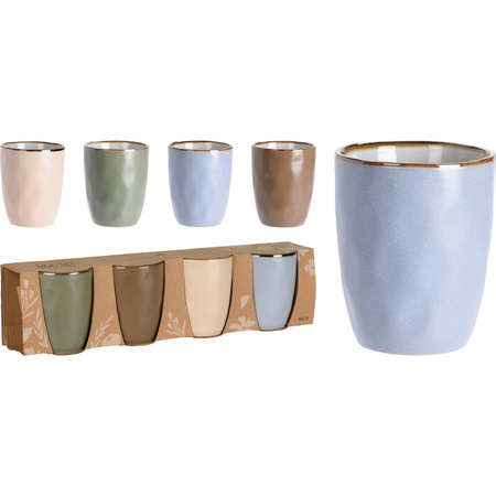 Set van 4x stuks luxe gekleurde stoneware bekers/koffiekopjes 280 ml