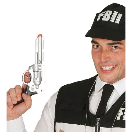 Speelgoed wapens revolver pistool zilver 28 cm