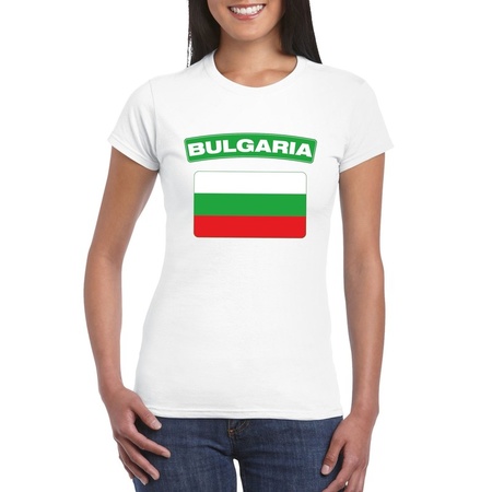 T-shirt met Bulgaarse vlag wit dames