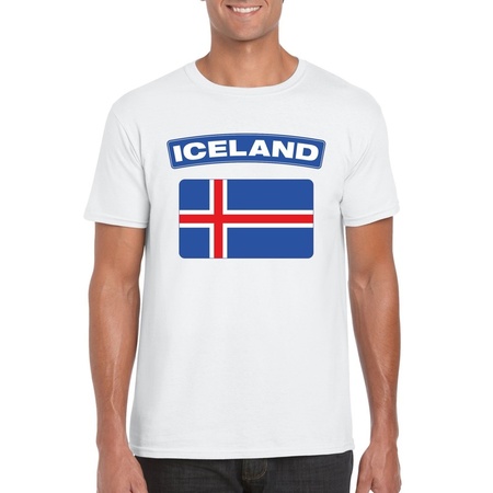T-shirt met IJslandse vlag wit heren