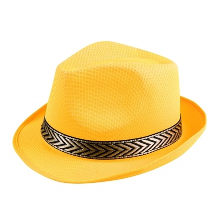 Yellow trilby carnaval hat for adults