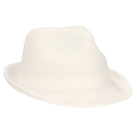 Trilby party hat white for adults