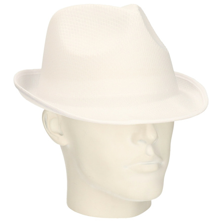 Trilby party hat white for adults