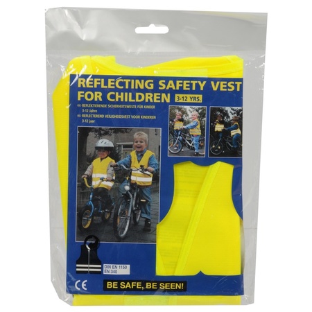 Veiligheidsvest - reflecterend - voor kinderen 3 tot 12 jaar - fluor geel