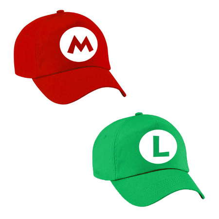 Dress up cap / carnaval cap Mario and Luigi for adults