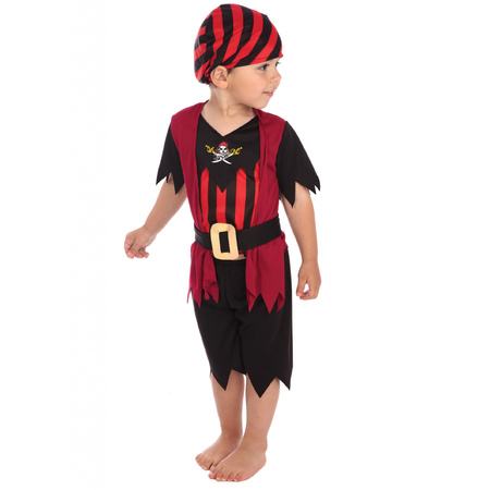 Zwart en rood piraten kostuum