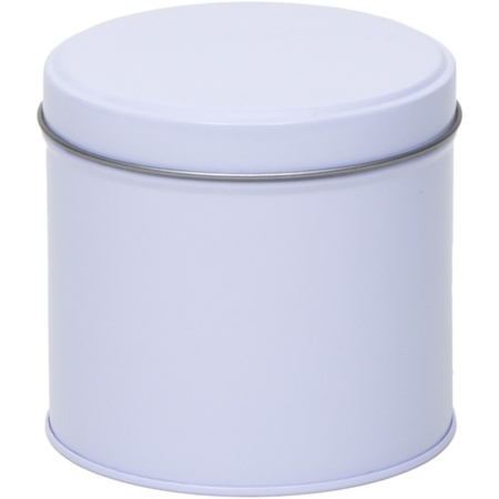 Gift white round storage tin 6 years 10 cm